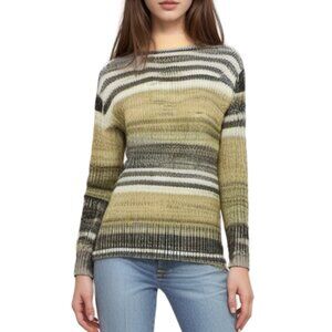 Style & Company Womens Green Ribbed Slitted Chenille Crew Neck Sweater Size XL